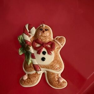 Fitz and Floyd Gingerbread Ornament with Red Bow
